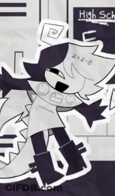 Cartoon Character In Front Of A High School Chalkboard GIF