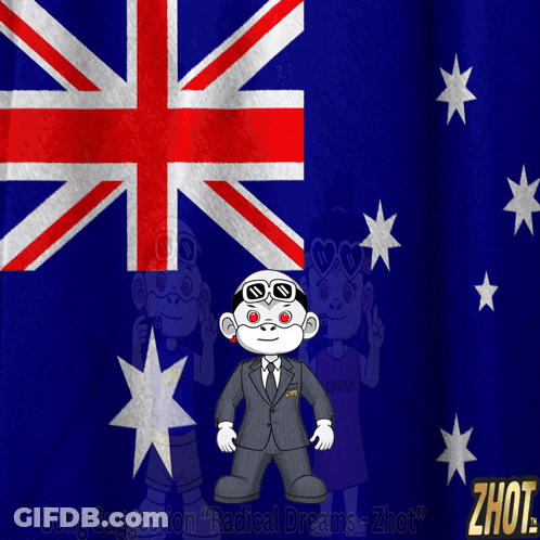 Cartoon Character In Front Of Australian Flag Song Suggestion Radical Dreams Zhot GIF
