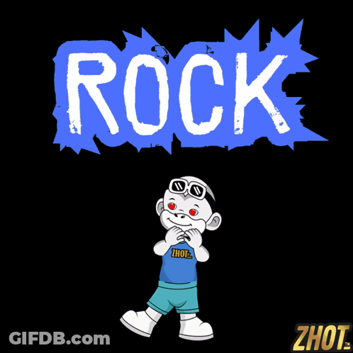 Cartoon Character In Front Of Blue Rock Sign GIF