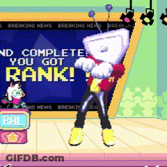 Cartoon Character In Front Of Breaking News Screen GIF