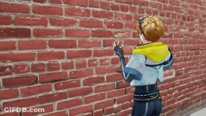 Cartoon Character In Front Of Brick Wall GIF
