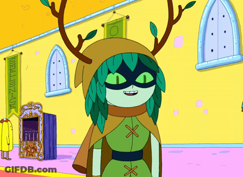 Cartoon Character In Front Of Building With Imagination Banner GIF