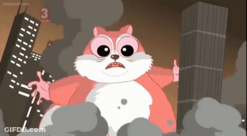 Cartoon Character In Front Of Building With Number 3 GIF
