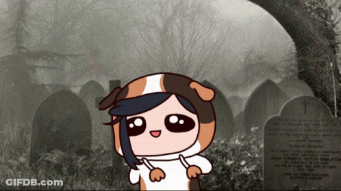 Cartoon Character In Front Of Cemetery GIF