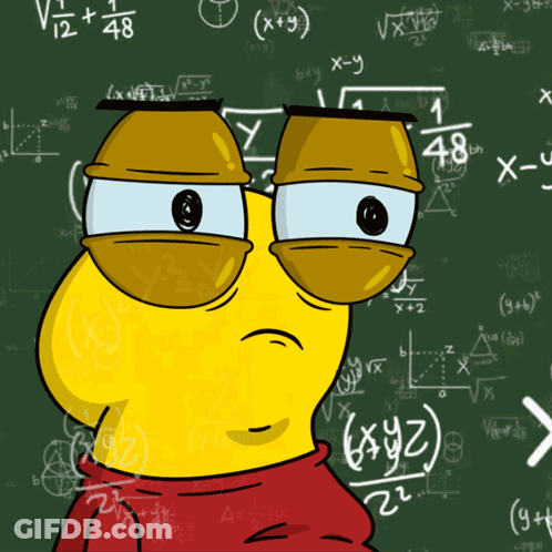 Cartoon Character In Front Of Chalkboard GIF