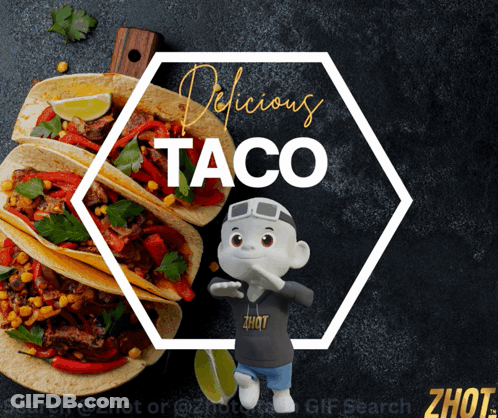 Cartoon Character In Front Of Delicious Taco GIF
