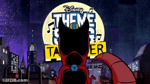 Cartoon Character In Front Of Disney Theater Sign GIF