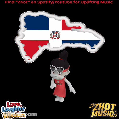 Cartoon Character In Front Of Dominican Republic Map GIF