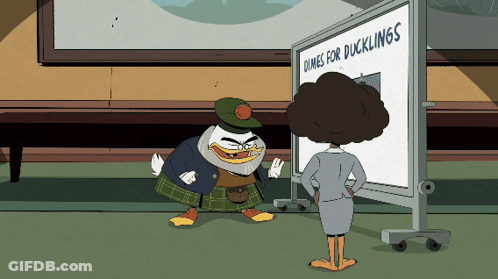 Cartoon Character In Front Of Ducks For Ducklings Board GIF