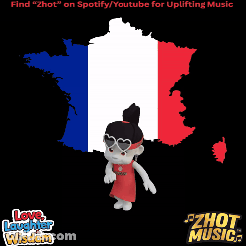 Cartoon Character In Front Of French Flag GIF