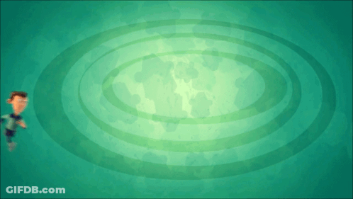 Cartoon Character In Front Of Green Circle GIF