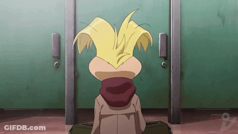 Cartoon Character In Front Of Green Door GIF