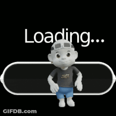 Cartoon Character In Front Of Green Loading Bar GIF