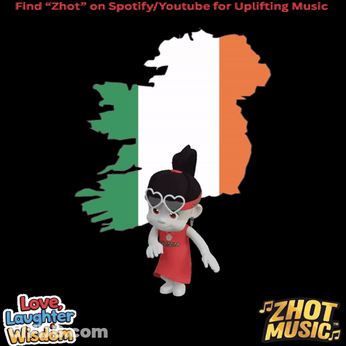 Cartoon Character In Front Of Irish Map GIF