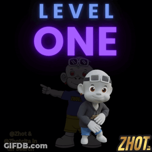 Cartoon Character In Front Of Level One Neon Sign GIF