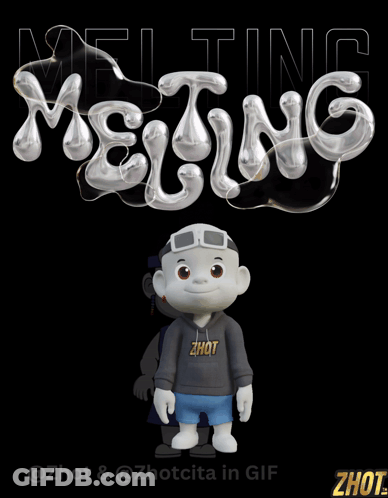 Cartoon Character In Front Of Melting Sign GIF