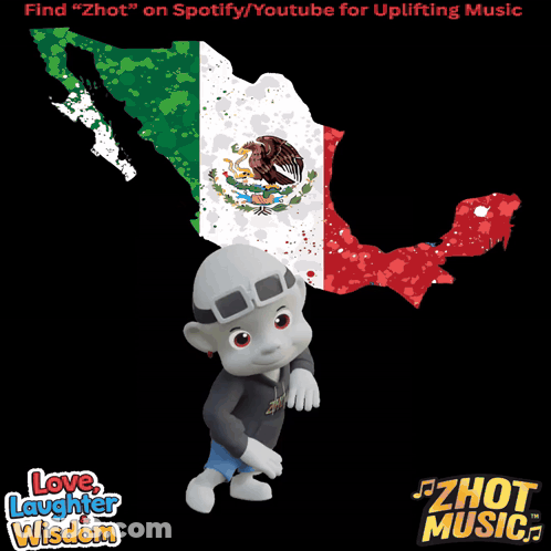 Cartoon Character In Front Of Mexican Flag GIF