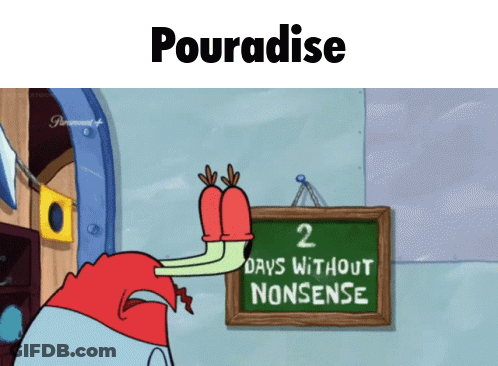 Cartoon Character In Front Of Pouradie Sign GIF