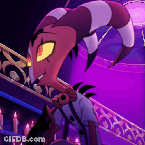 Cartoon Character In Front Of Purple Wall GIF