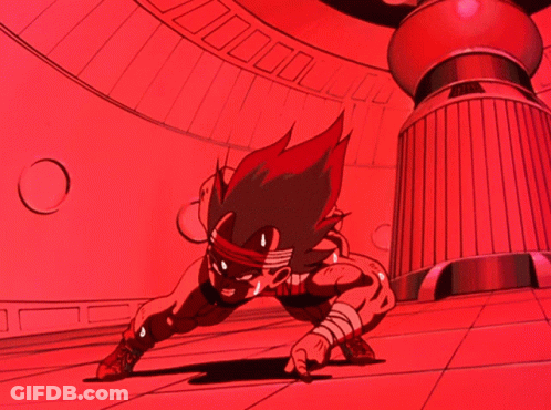 Cartoon Character In Front Of Red Pillar GIF