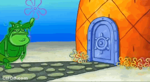 Cartoon Character In Front Of Spongebob House GIF