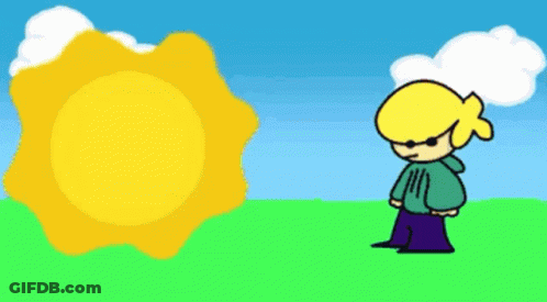 Cartoon Character In Front Of Sun GIF