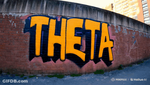 Cartoon Character In Front Of Theta Sign GIF