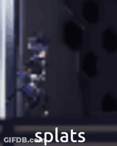 Cartoon Character In Front Of Wall Saying Splats GIF