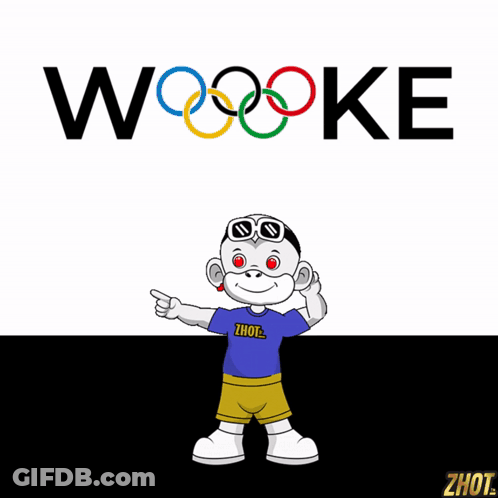 Cartoon Character In Front Of Wooke Sign GIF
