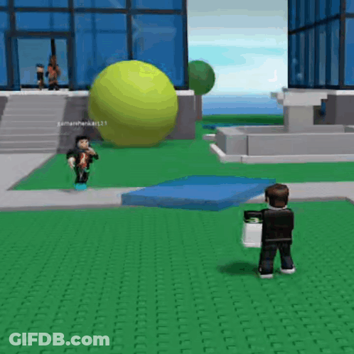 Cartoon Character In Front Of Yellow Ball GIF