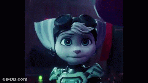 Cartoon Character In Goggles And Scarf Standing In Front Of Robot GIF