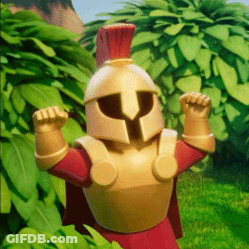 Cartoon Character In Gold Helmet And Red Cape GIF