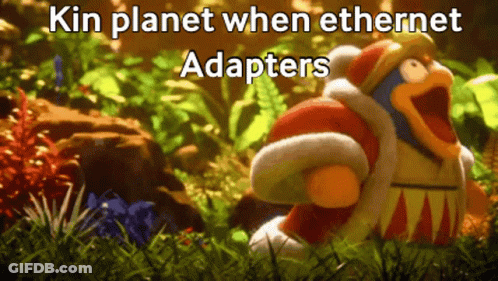 Cartoon Character In Grass Saying Kin Planet When Ethernet Adapters GIF