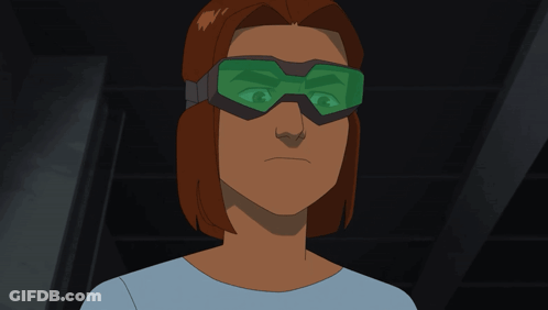 Cartoon Character In Green Goggles Serious GIF