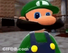 Cartoon Character In Green Hat And Overalls GIF
