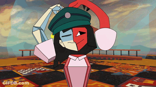 Cartoon Character In Green Hat And Pink Shirt GIF