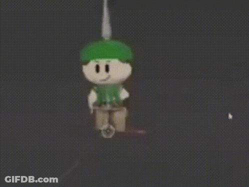 Cartoon Character In Green Hat And Vest GIF