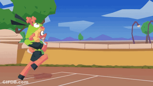 Cartoon Character In Green Hat Running GIF