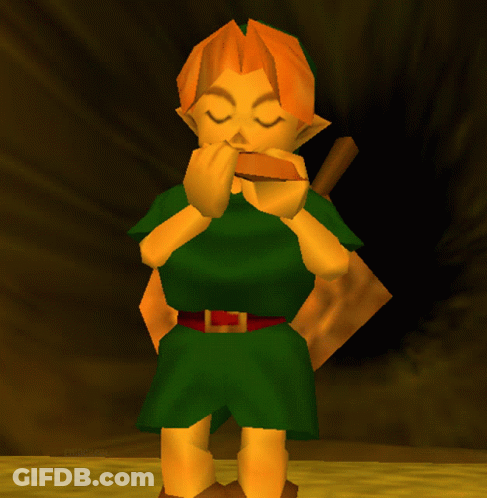 Cartoon Character In Green Shirt And Red Belt Eating GIF