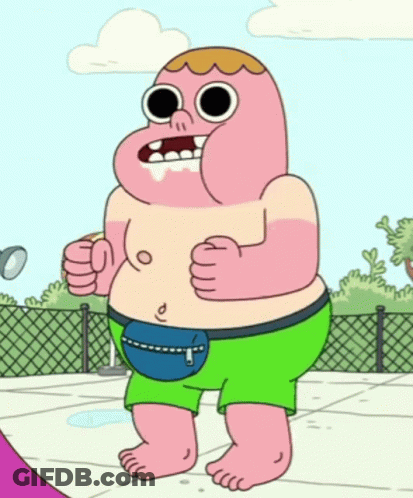 Cartoon Character In Green Shorts And Blue Fanny Pack GIF