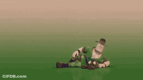 Cartoon Character In Green Uniform Lying On Grass GIF