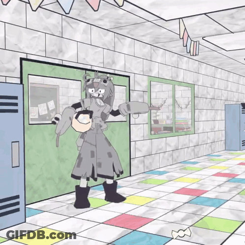 Cartoon Character In Hallway Saying Candy Catch GIF