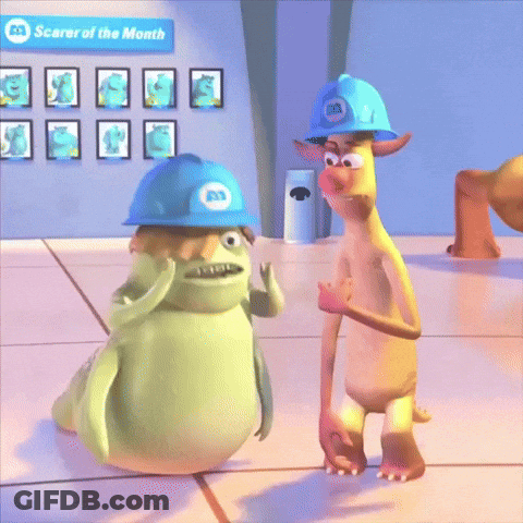 Cartoon Character In Hard Hat With Letter M GIF