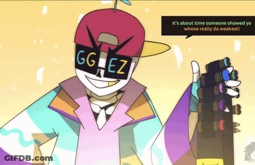 Cartoon Character In Hat And Glasses Saying GG EZ GIF