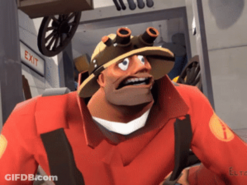 Cartoon Character In Hat And Goggles In Front Of Exit Sign GIF