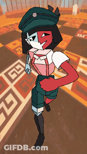 Cartoon Character In Hat And Suspenders On Chess Board GIF