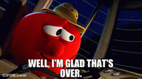 Cartoon Character In Hat Saying Glad That's Over GIF