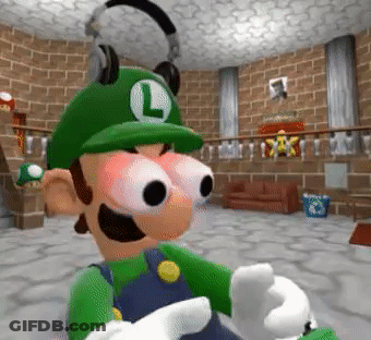 Cartoon Character In Headphones And Green Hat With L GIF