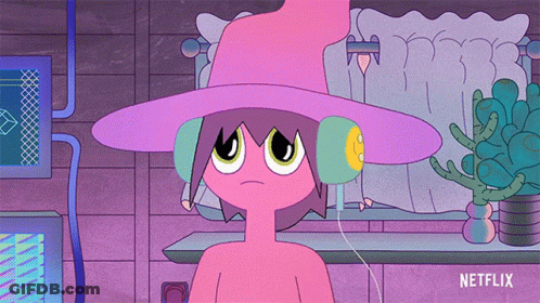 Cartoon Character In Headphones And Purple Hat With Netflix Logo GIF