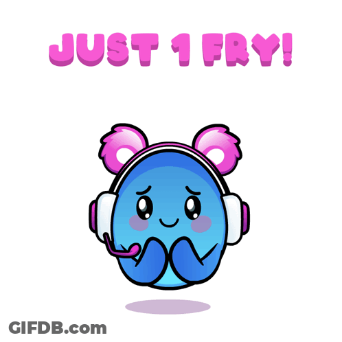 Cartoon Character In Headphones Just 1 Fry GIF